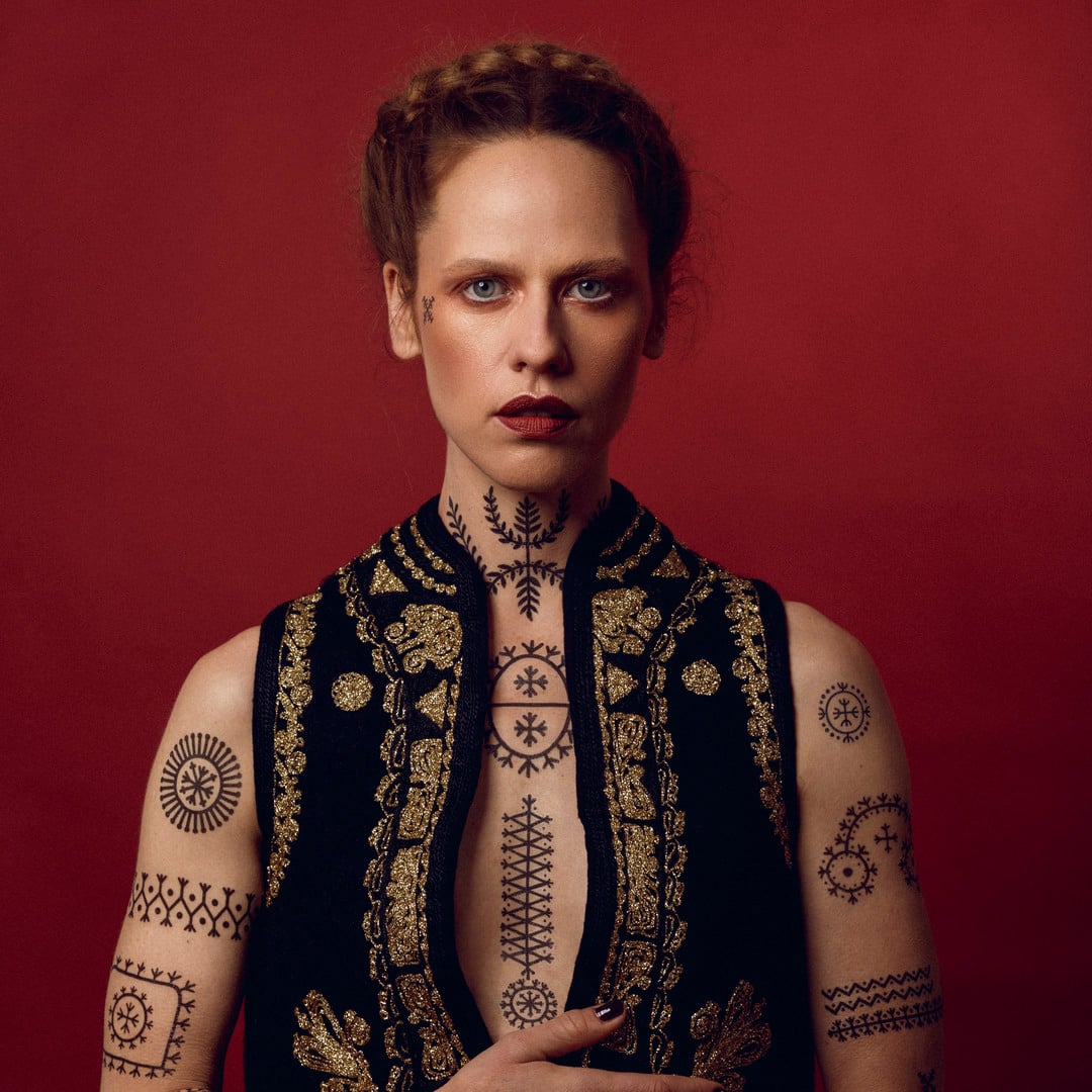 Eva with her traditional tattoos