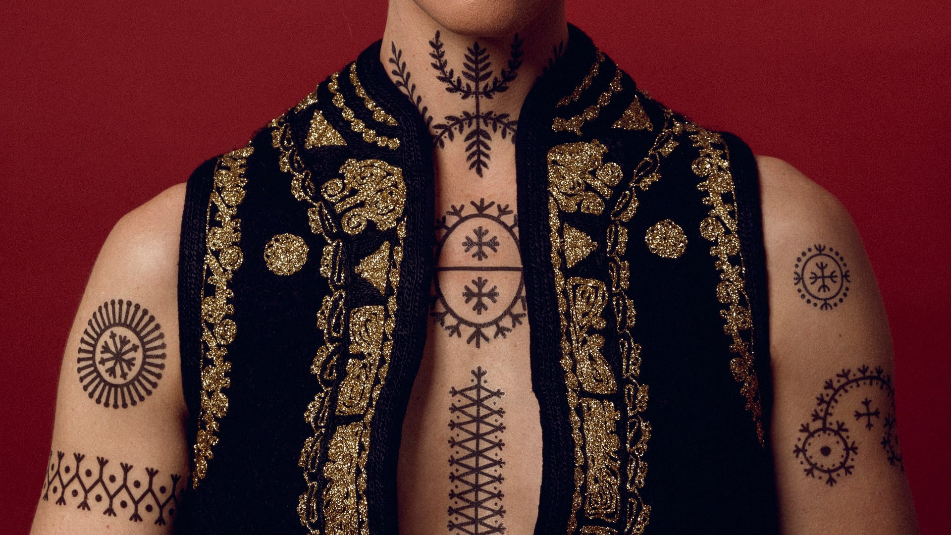 Balkan woman with traditional tattoos